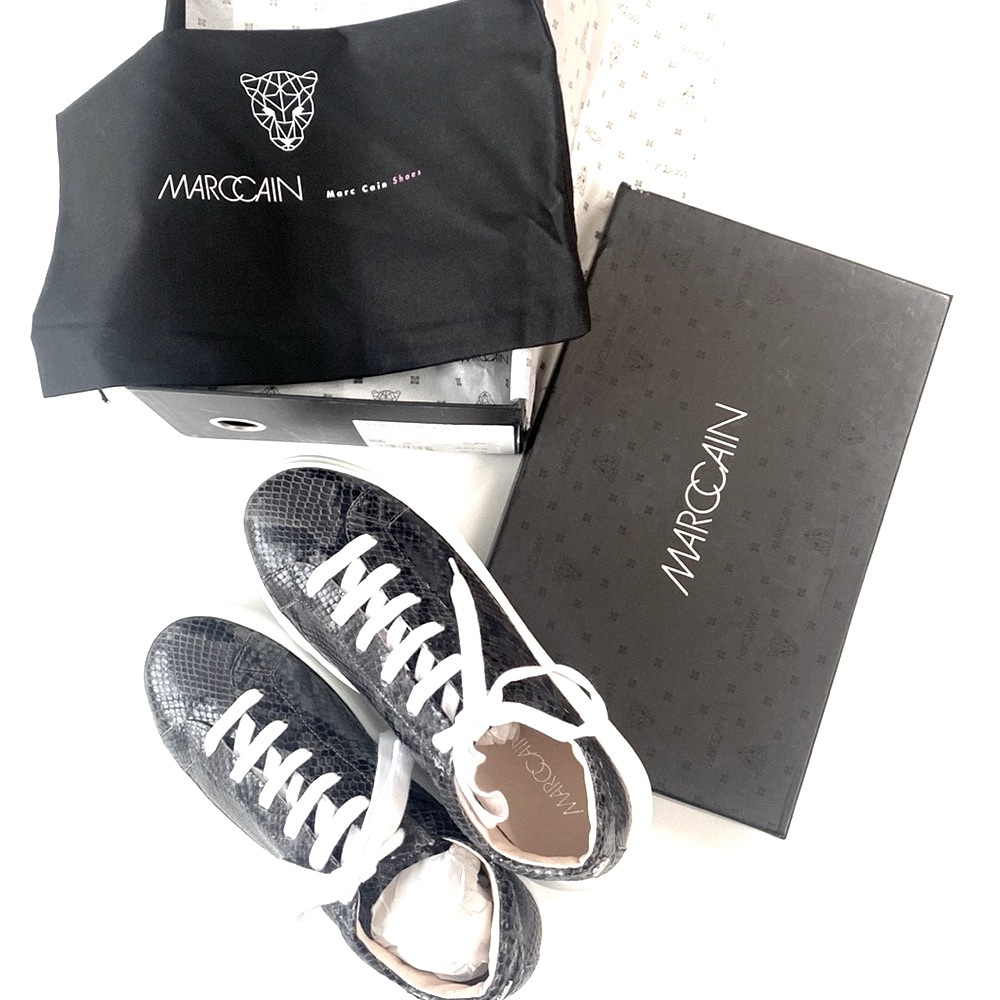 (LGSF) Marc Cain Article Sneaker‎ Black Snake Skin, Size 9, New in Box